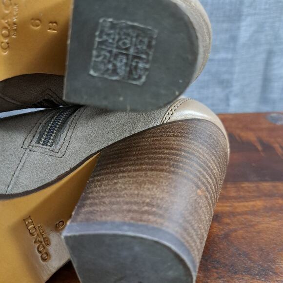 Coach Hewes Tan Suede Ankle Boots Heels Sz 6B - Picture 10 of 13